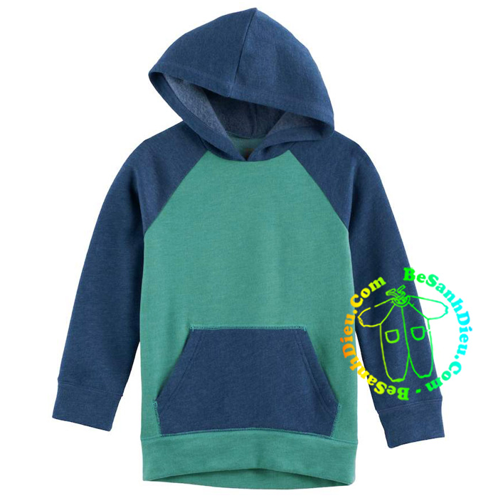 Áo hoodie tông màu basic phù hợp cho cả bé trai và bé gái hiệu Jumping Beans VNXK từ 9kg đến 11kg màu xanh