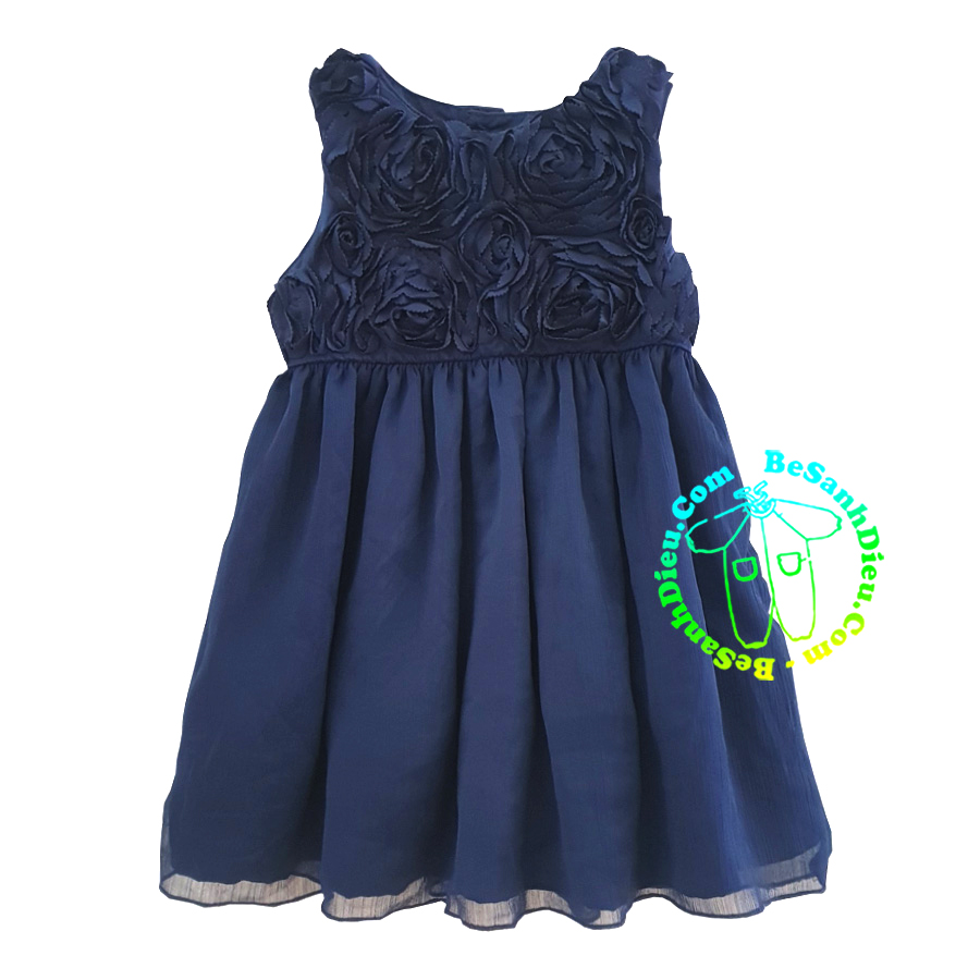 [2kg-12kg] Đầm tiệc nhí cực xinh cho các nàng công chúa nhỏ màu xanh đen kết hoa