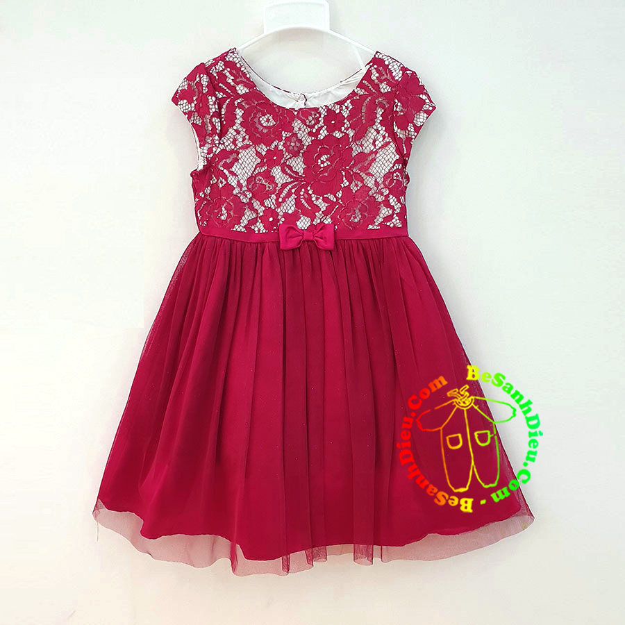 Đầm công chúa đẹp xuất sắc VNXK hàng thiết kế cao cấp từ 22kg đến 37kg màu đỏ đô