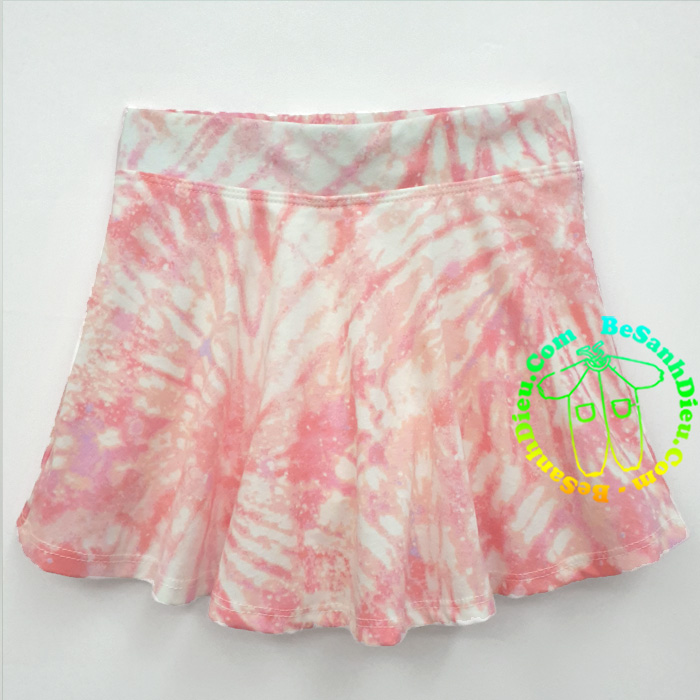 Chân váy liền quần vải thun cotton hàng xuất xịn cho bé từ 17kg đến 20kg màu hồng cam loang
